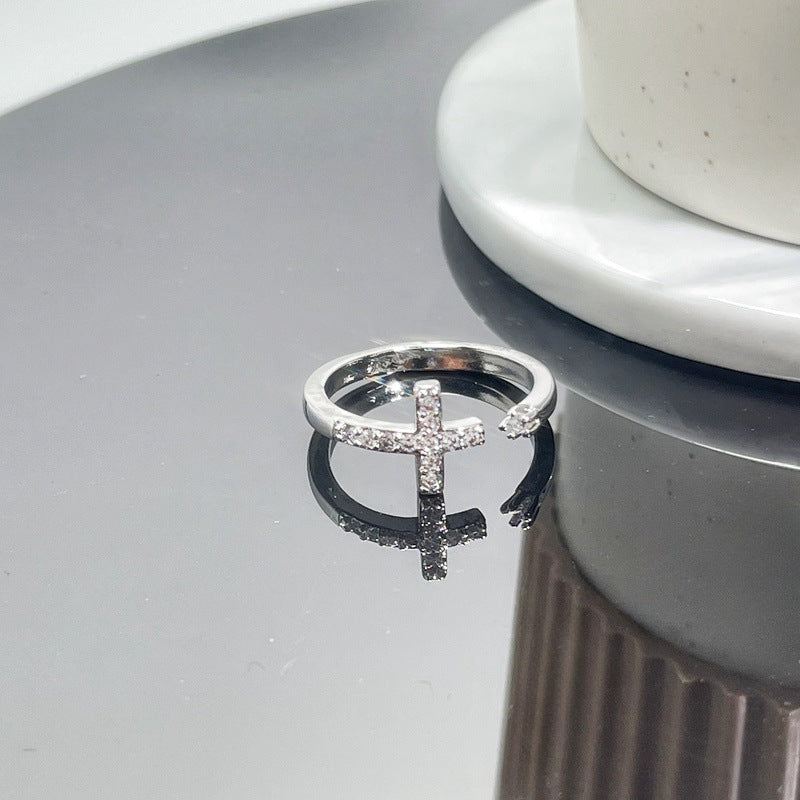 Wholesale  retro cross punk dark personality open ring