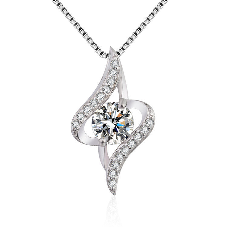 Wholesale s925 silver love heart-shaped pendant clavicle chain