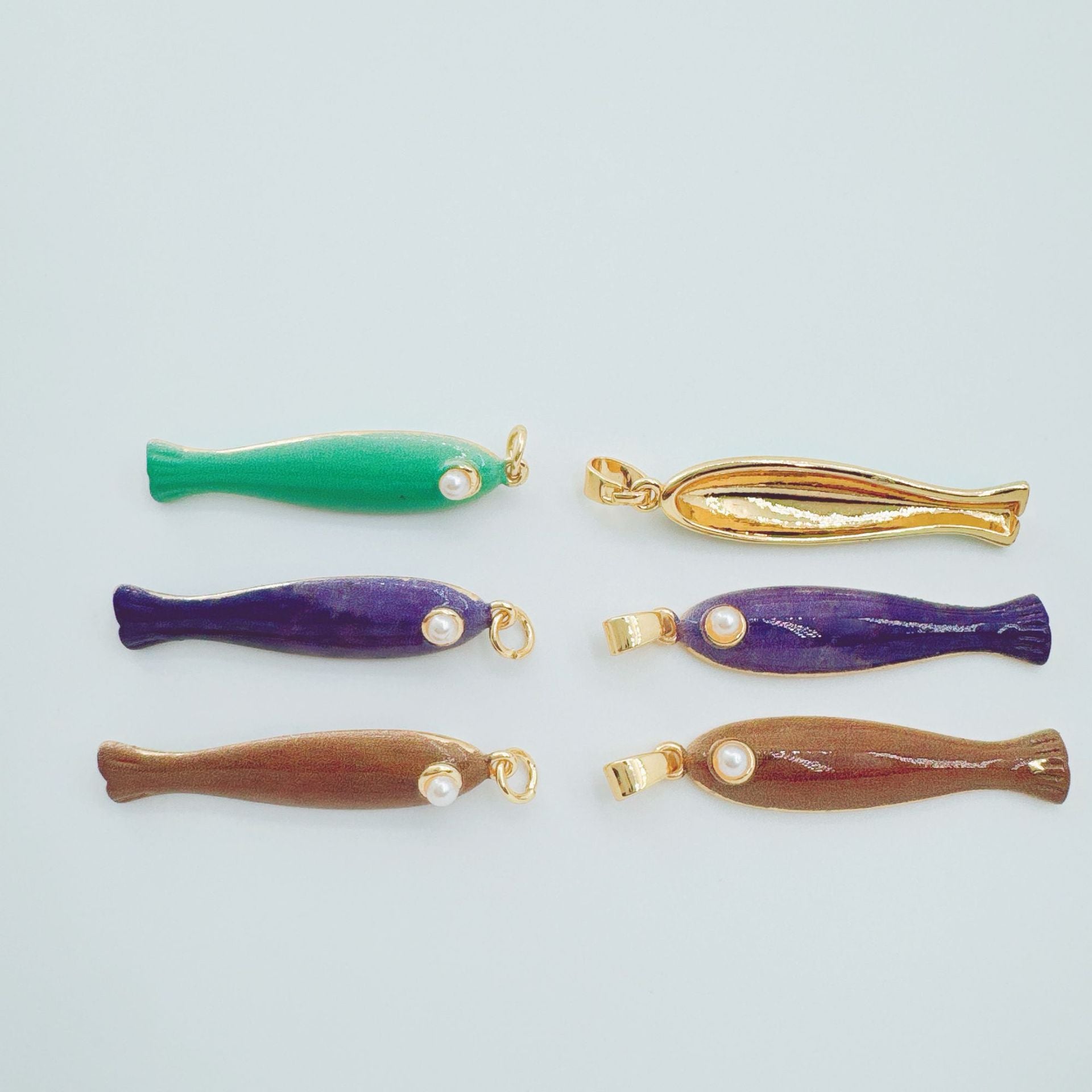 Wholesale Ocean Series Fish Pendant Gold Plated Copper DIY Jewelry Accessory
