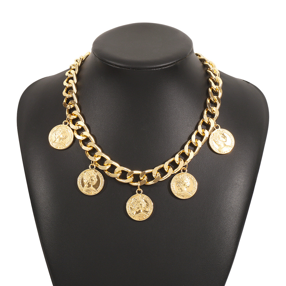 Wholesale  retro metal coin pendant tassel necklace