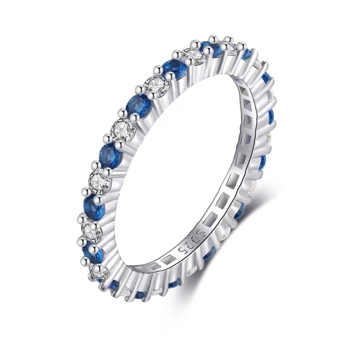 Wholesale S925 Silver Color Ring Simple Thin Row Diamond Rings ACC-RS-LLT006