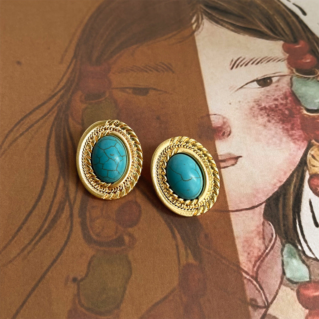 Wholesale  turquoise earrings retro light luxury earrings