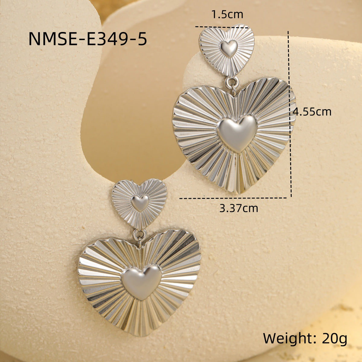 Wholesale Stainless Steel Tassel Heart Design Earrings