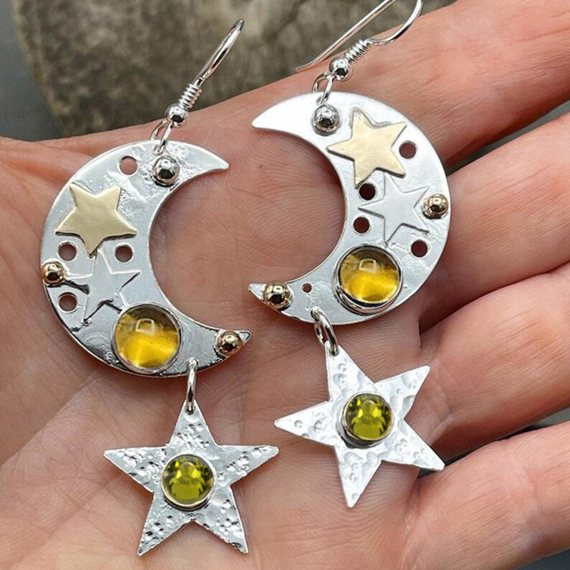 Wholesale Creative New Star Moon Pendant Earrings