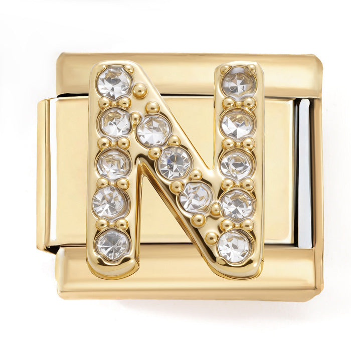 Wholesale 2PCS 9mm Italian Charm Starter Bracelets DIY Letters Stainless Steel Composable Bracelet