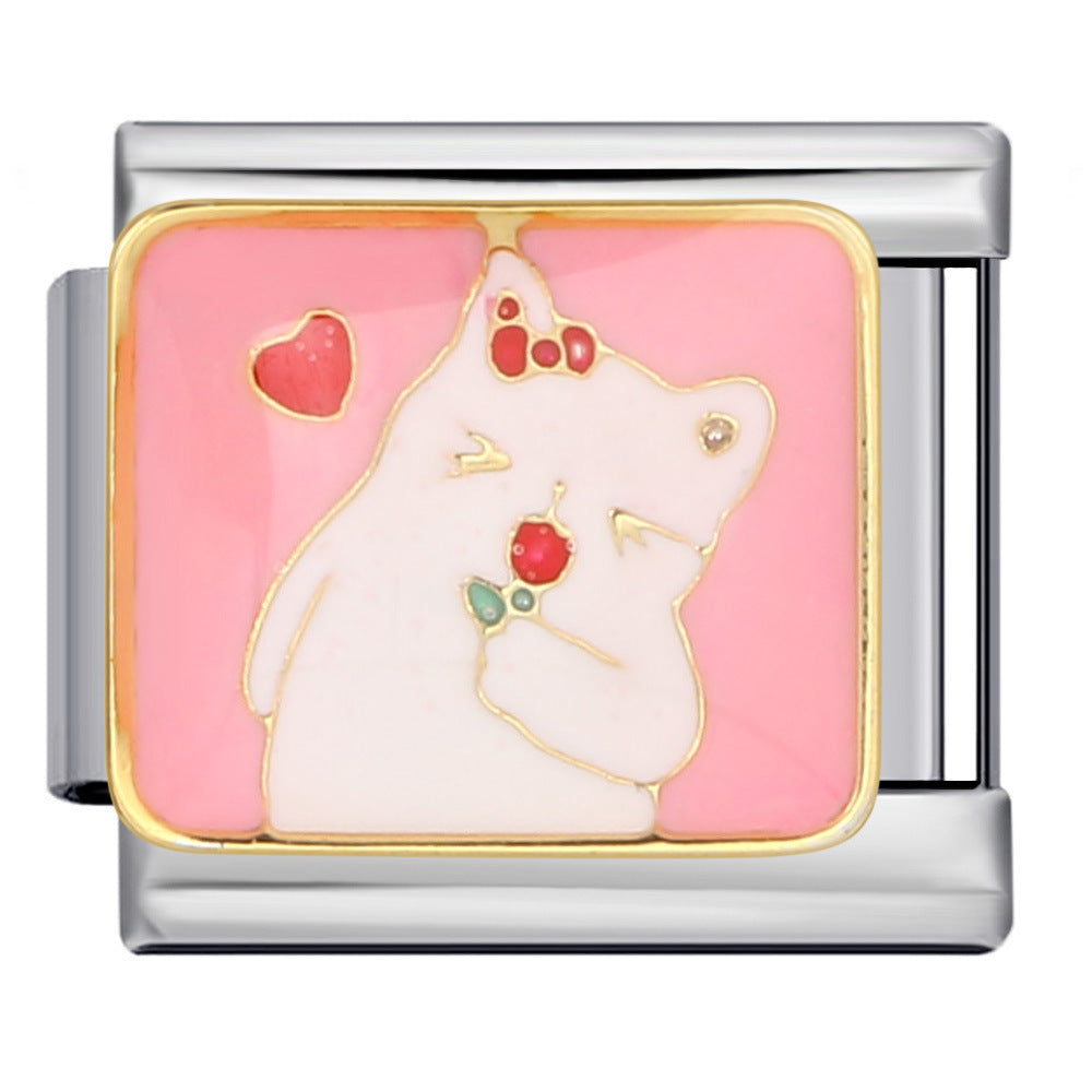Wholesale Cat Themed DIY Bracelet Stainless Steel Electroplated Modular Jewelry Accessory for Boutique Resale