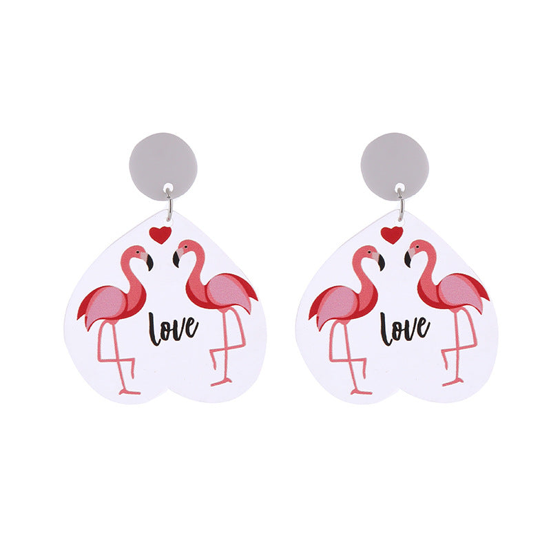 Wholesale Valentine's Day Flamingo Heart Earrings ACC-ES-ChouT010