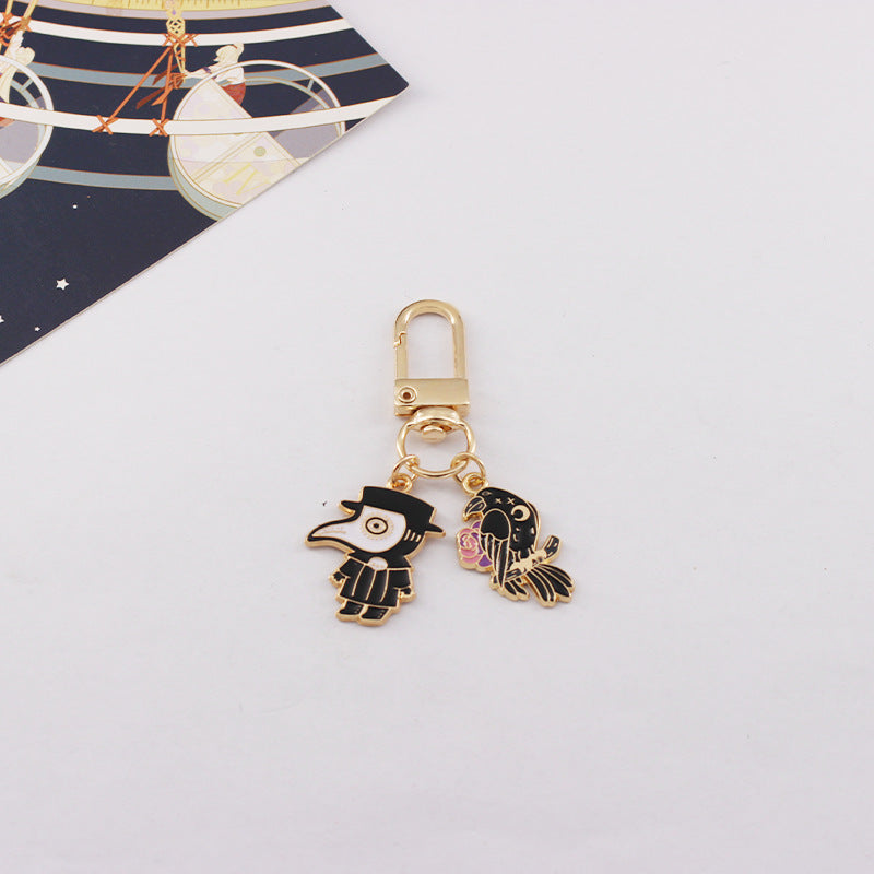Wholesale Punk Style Halloween Bird Mouth Oil Dripping Alloy Keychain ACC-KC-QiChen007