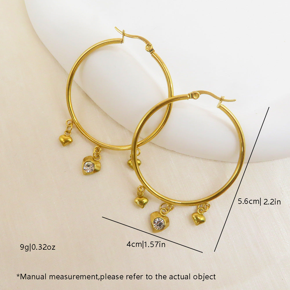 Wholesale Vintage Love Heart Hoop Earrings Necklace Set