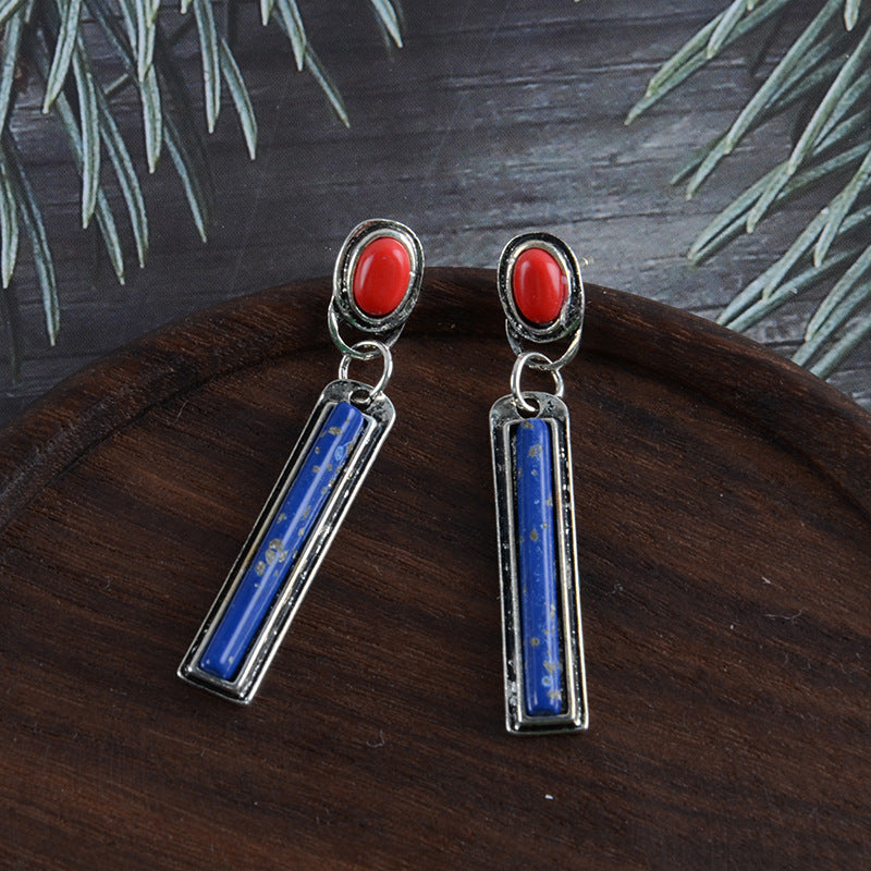 Wholesale Bohemian Style Color Turquoise Pendant Earrings