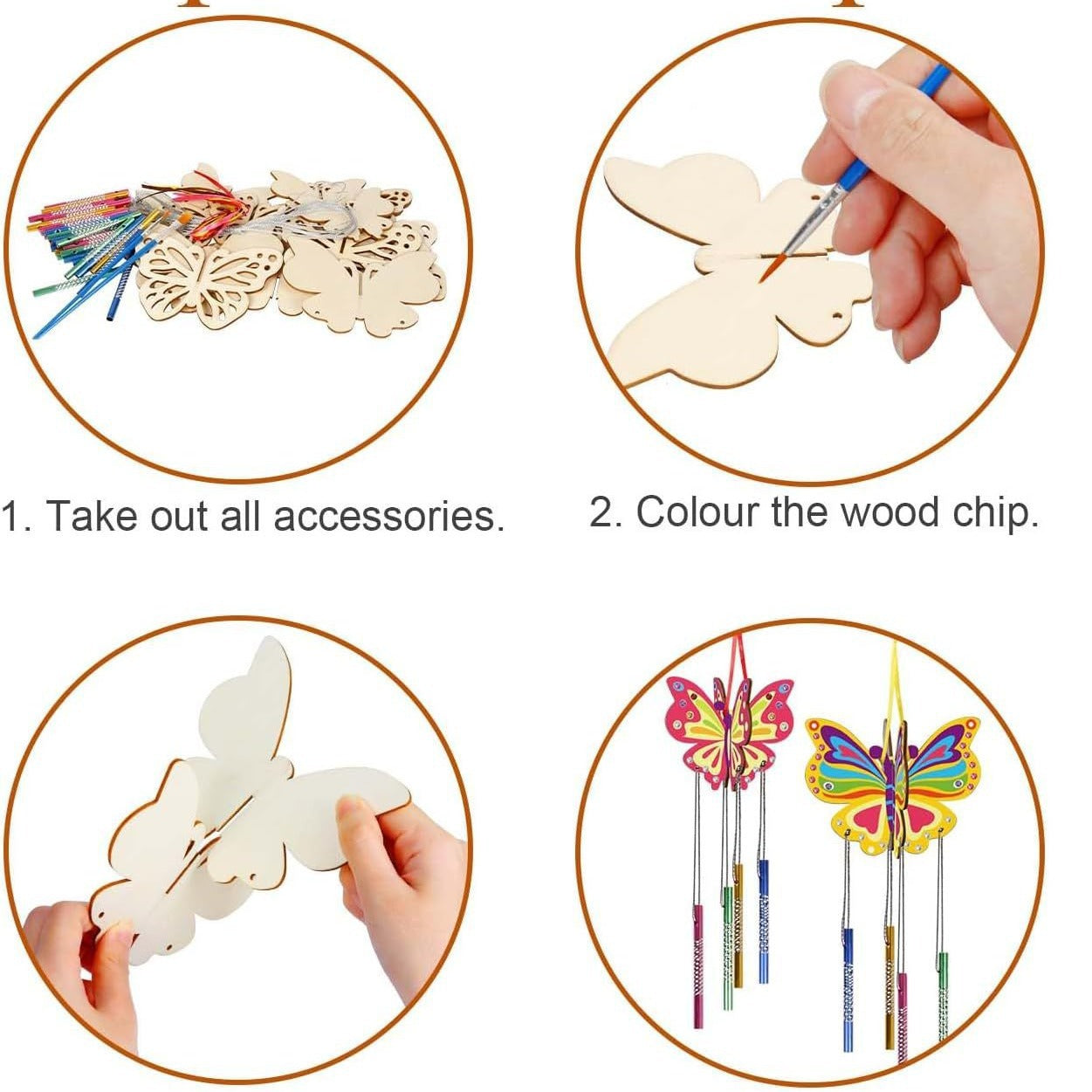 Wholesale  butterfly wind chime diy handmade material bagit