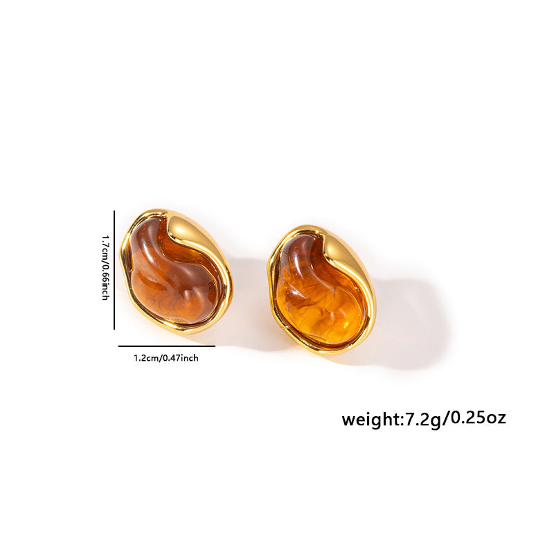 Wholesale Stainless Steel Amber Retro Earrings - Chic Fashion Accessory for Party or Boutique Resale