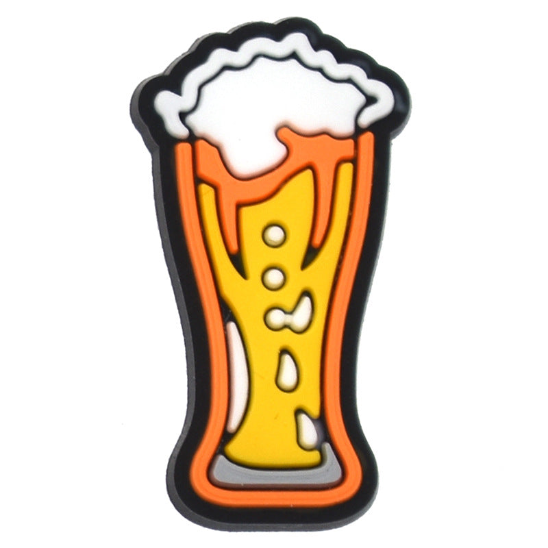 Wholesale Random 100pcs beer  PVC Soft Rubber Shoe Buckle Decoration