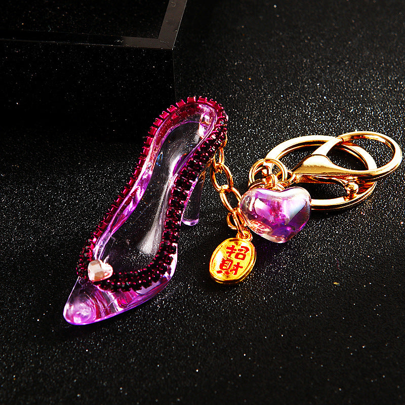 Wholesale Diamond Crystal High Heels Metal Keychain ACC-KC-RuiYuan006