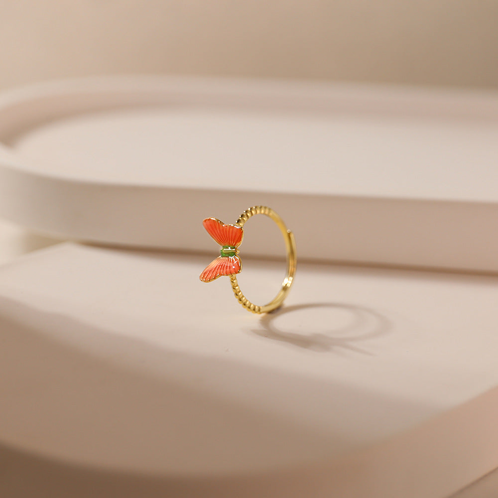 Wholesale S925 Silver Plated 18k Retro Design Sense Butterfly Ring