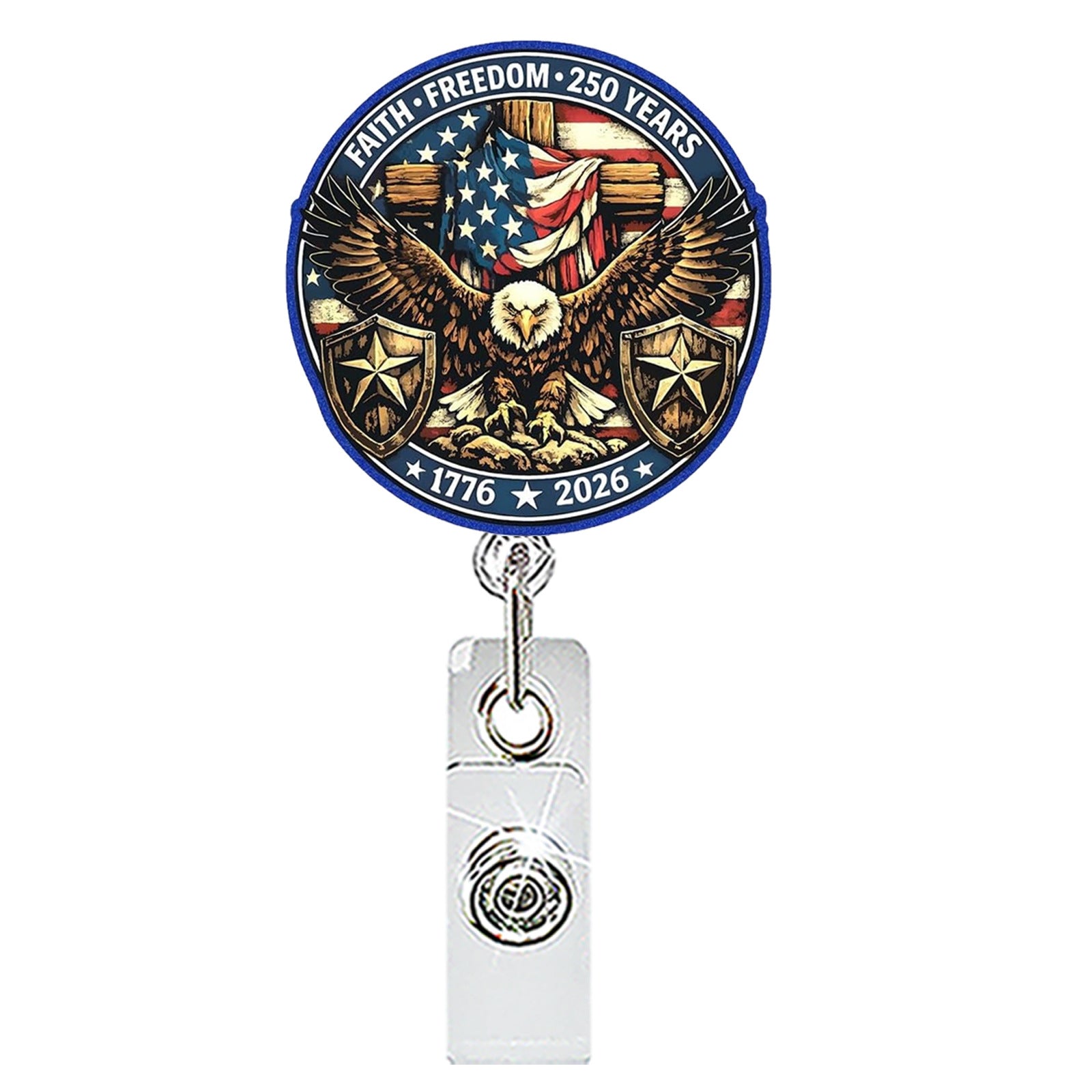 Wholesale Patriotic Eagle Retractable Badge Reel Acrylic Fashion Accessory