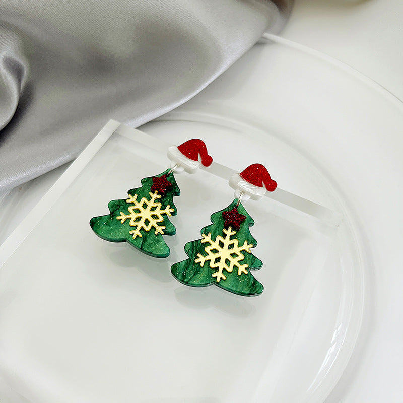 Wholesale Cartoon Christmas Santa Claus Tree Snowman Acrylic Earrings ACC-ES-MDD050