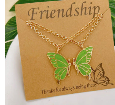 Wholesale  Oil Dripping Butterfly Necklace