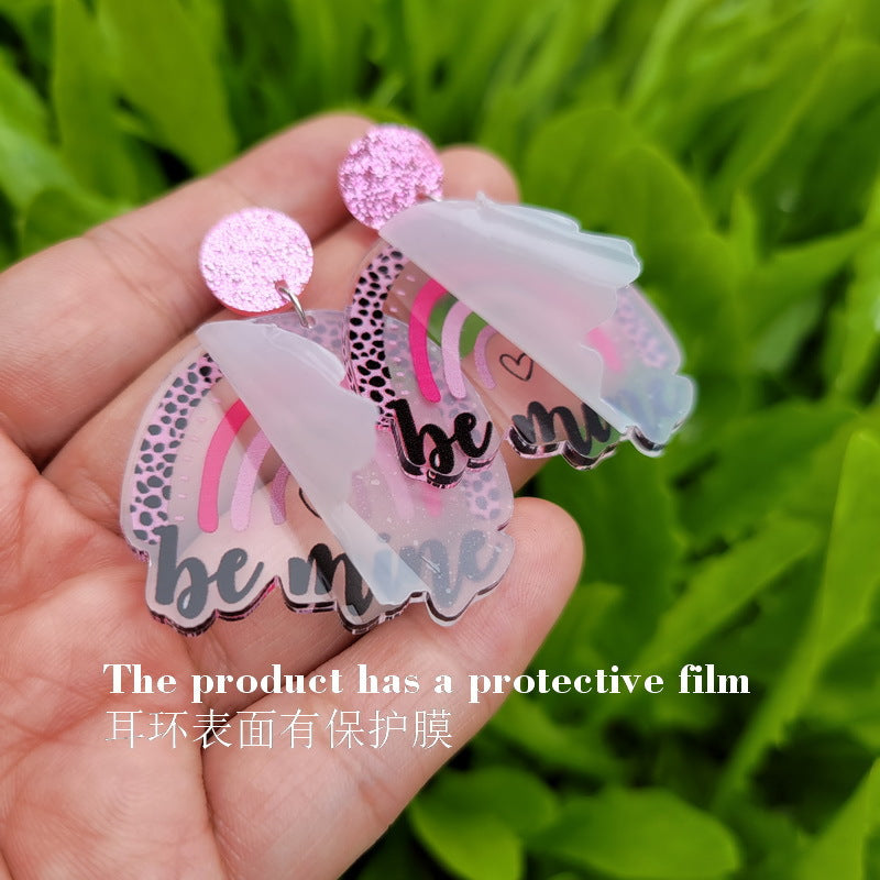 Wholesale Valentine' s Day Acrylic Heart Element Earrings