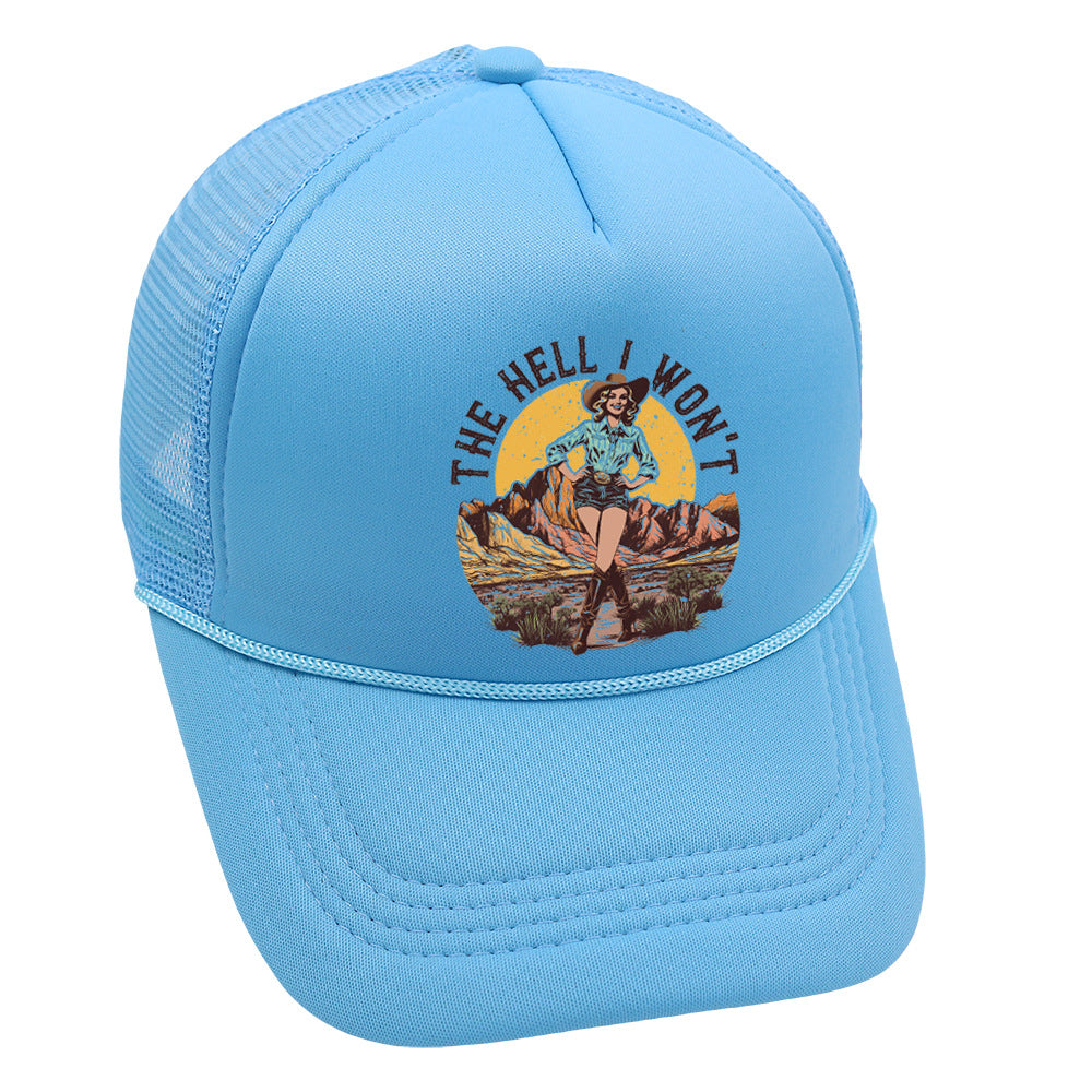 Wholesale Trucker Hat Western Style Cowboy Baseball Cap Printed Mesh Cap ACC-HT-HaiPu013