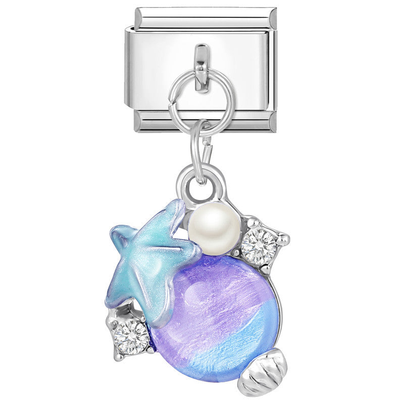 Wholesale Italian Charm Bracelet 9mm DIY Splicing Removable Stainless Steel Blue Purple Butterfly Composable Bracelet