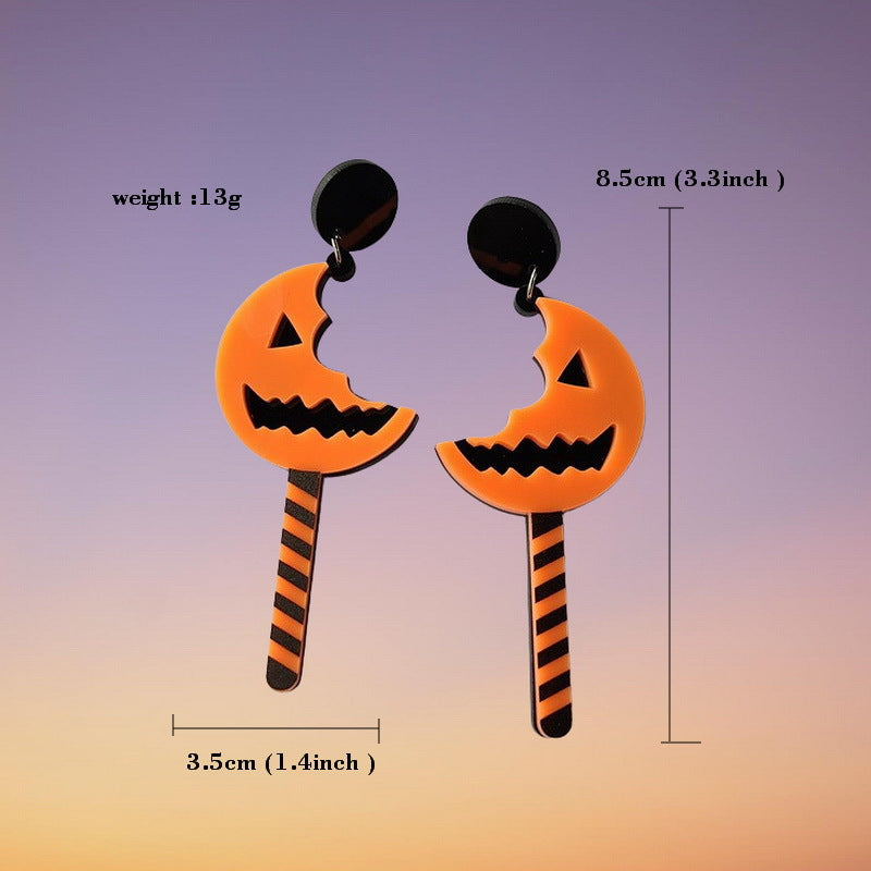 Wholesale Halloween Asymmetric Glitter Letter Horror Pumpkin Knife Ghost Skull Skeleton Spider Acrylic Exaggerated Earrings