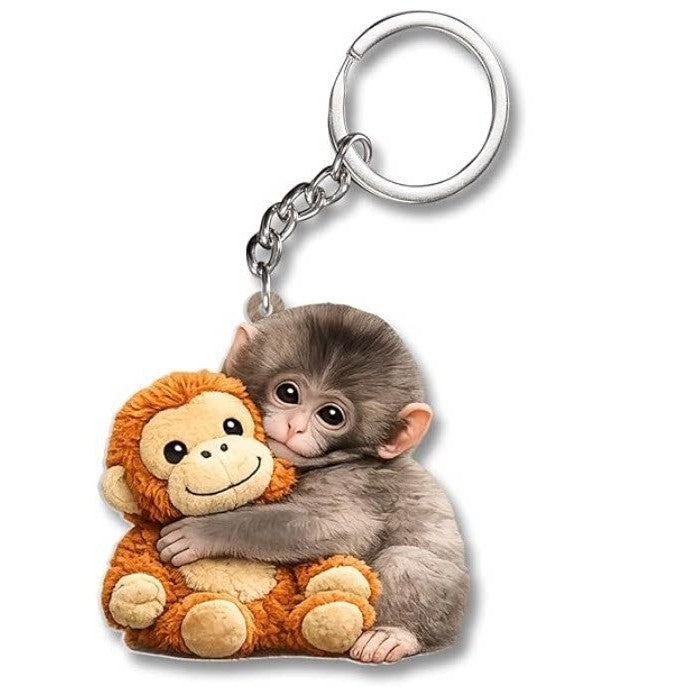 Wholesale Punch Monkey Baby Acrylic Keychain Western Style 2D Flat Pendant for Boutique Resale Bag Charm
