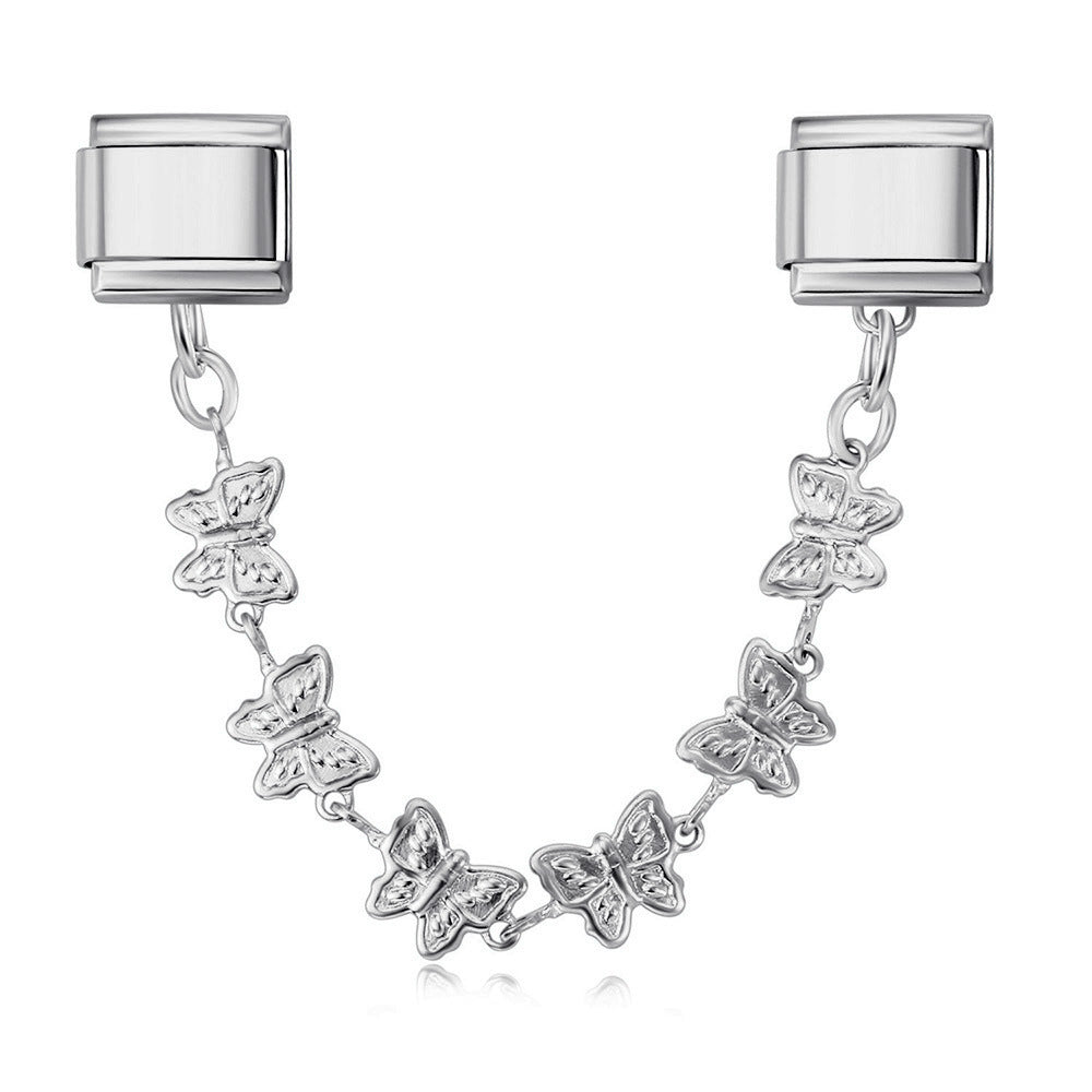 Wholesale Italian Charm Bracelet 9mm DIY Splicing Gold and Silver Double Pendant Stainless Steel Composable Bracelet