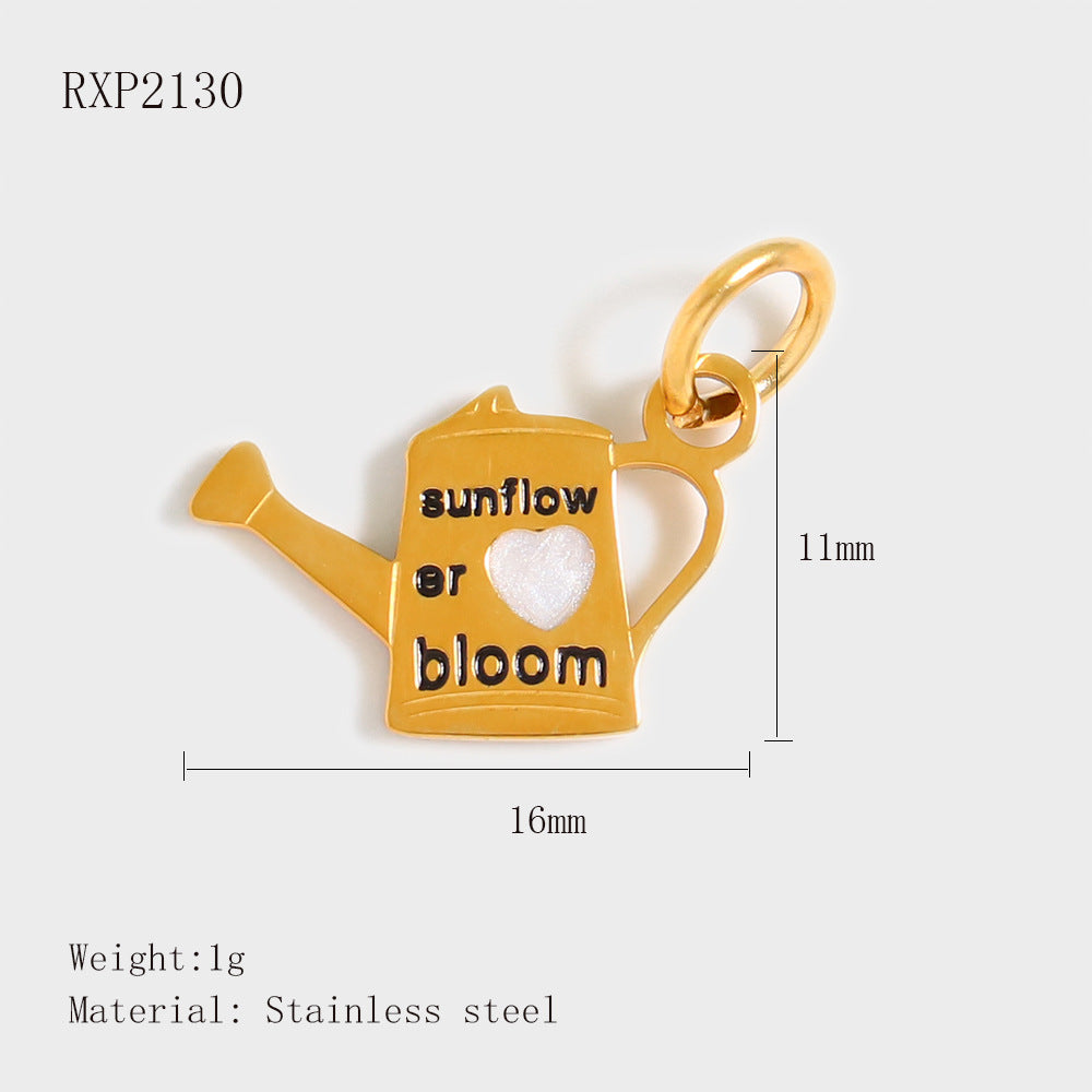 Wholesale Stainless Steel Lucky Dice Four-Leaf Clover Pendant - Gold Electroplated DIY Fashion Accessory