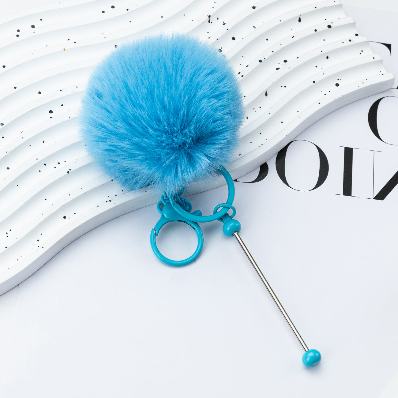 Wholesale DIY Beadable Plush Ball Keychain