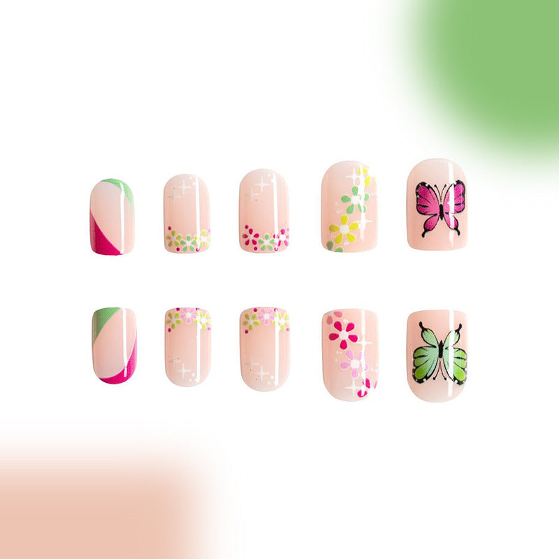Wholesale 24 Pieces/box Nail Stickers Flower Butterfly Manicure Press-on Nails Kits ACC-NS-GuaiXL002