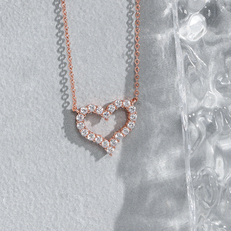 Wholesale 18K All-match Peach Heart Clavicle Chain Rose Gold Love Necklace