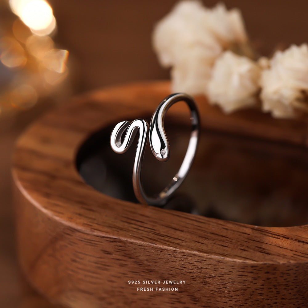 Wholesale s925 sterling silver snake open ring