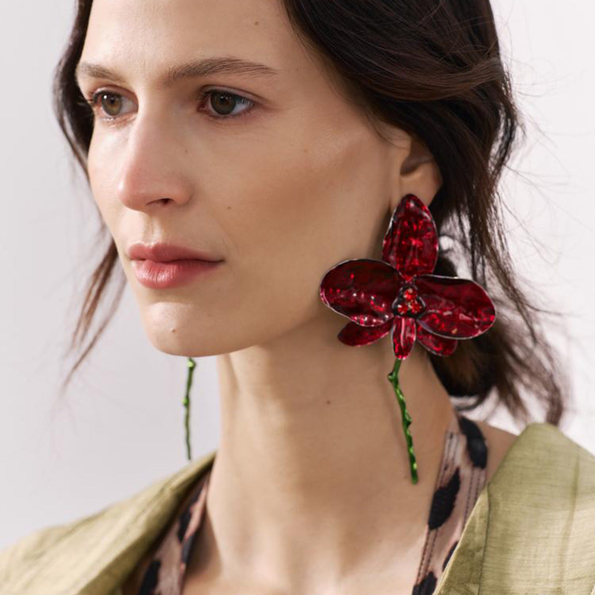 Wholesale  Retro Exaggerated Enamel Big Flower Earrings