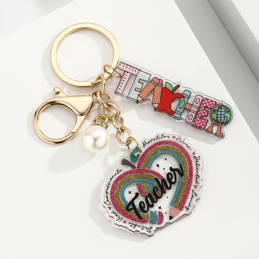 Portachiavi a forma di matita con portapenne a cuore acrilico all'ingrosso