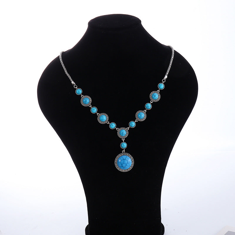 Wholesale Long Alloy Turquoise Bohemian Sweater Chain