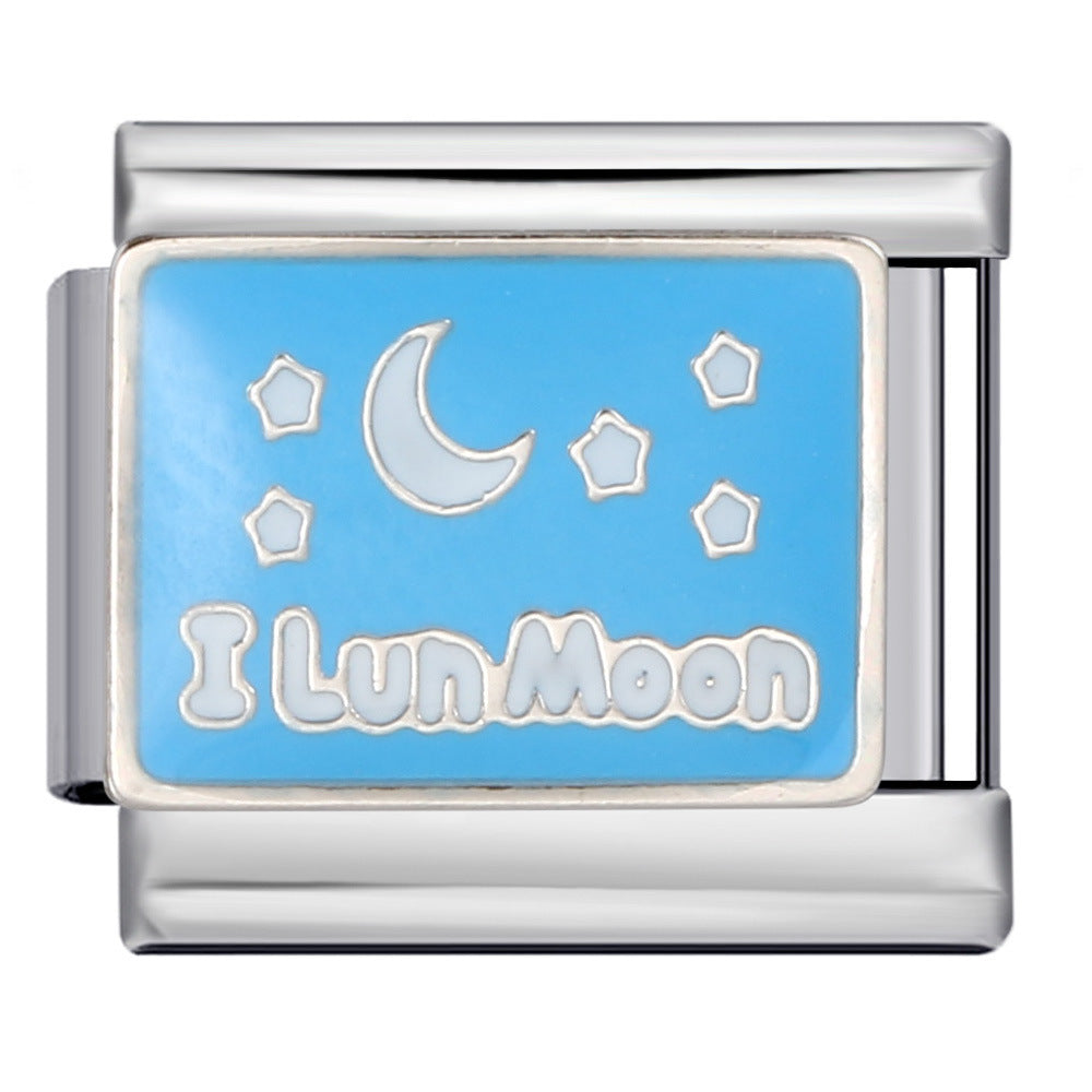 Wholesale  Italian moduleTitanium steel gold-plated oil drip welding pattern DIY  bracelet