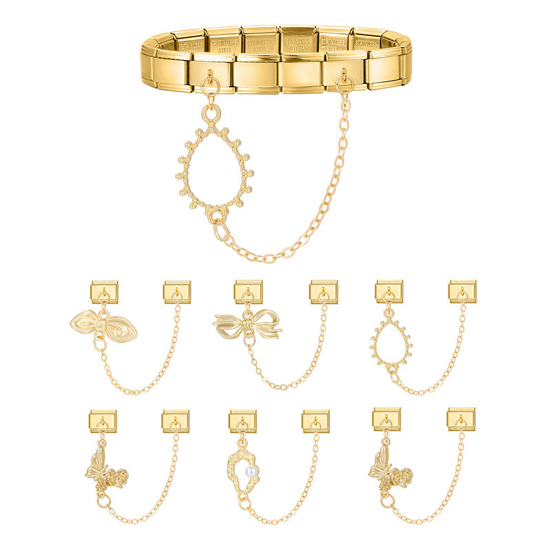 Wholesale Italian Charm Bracelet 9mm DIY Splicing Double Pendant  Stainless Steel Composable Bracelet