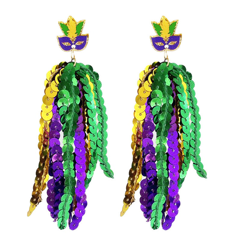 Wholesale 2pcs/ pack Carnival Glitter Tassel Feather Earrings