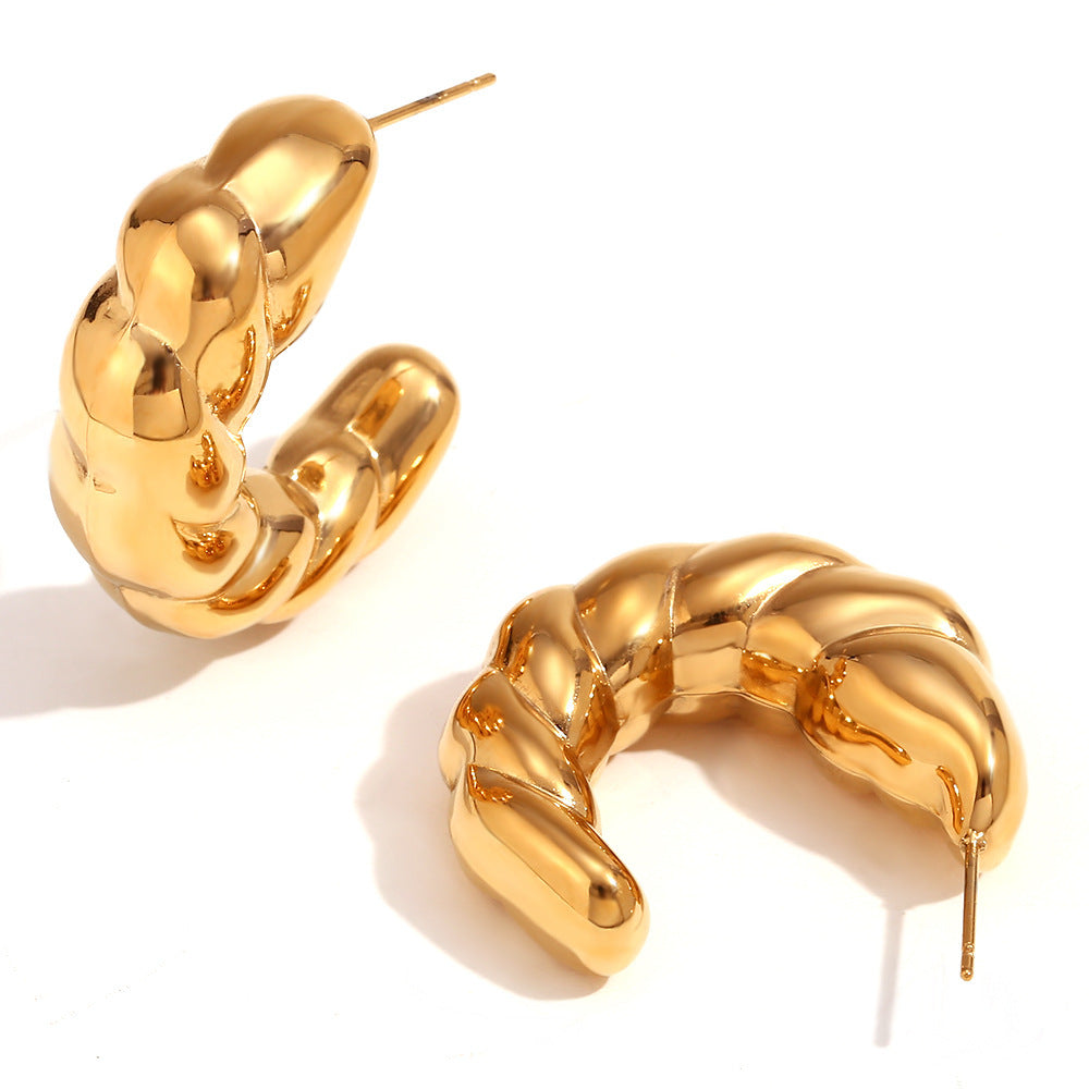 Wholesale 18K Gold Twist Stainless Steel Earrings ACC-ES-Chunp005