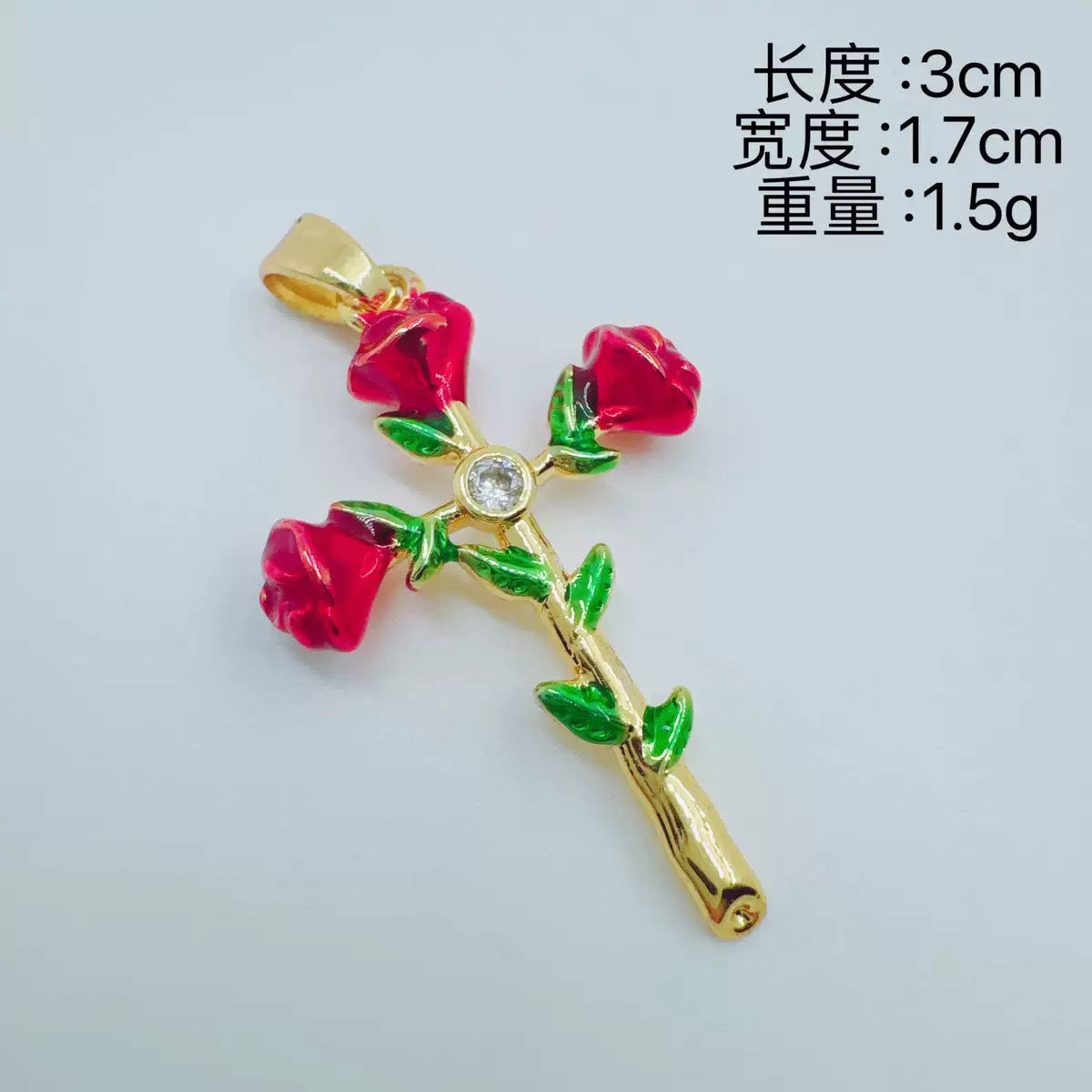 Wholesale Sweet Cool Style Rose Cross Pendant Gold Plated Copper Necklace Stylish Jewelry Accessory