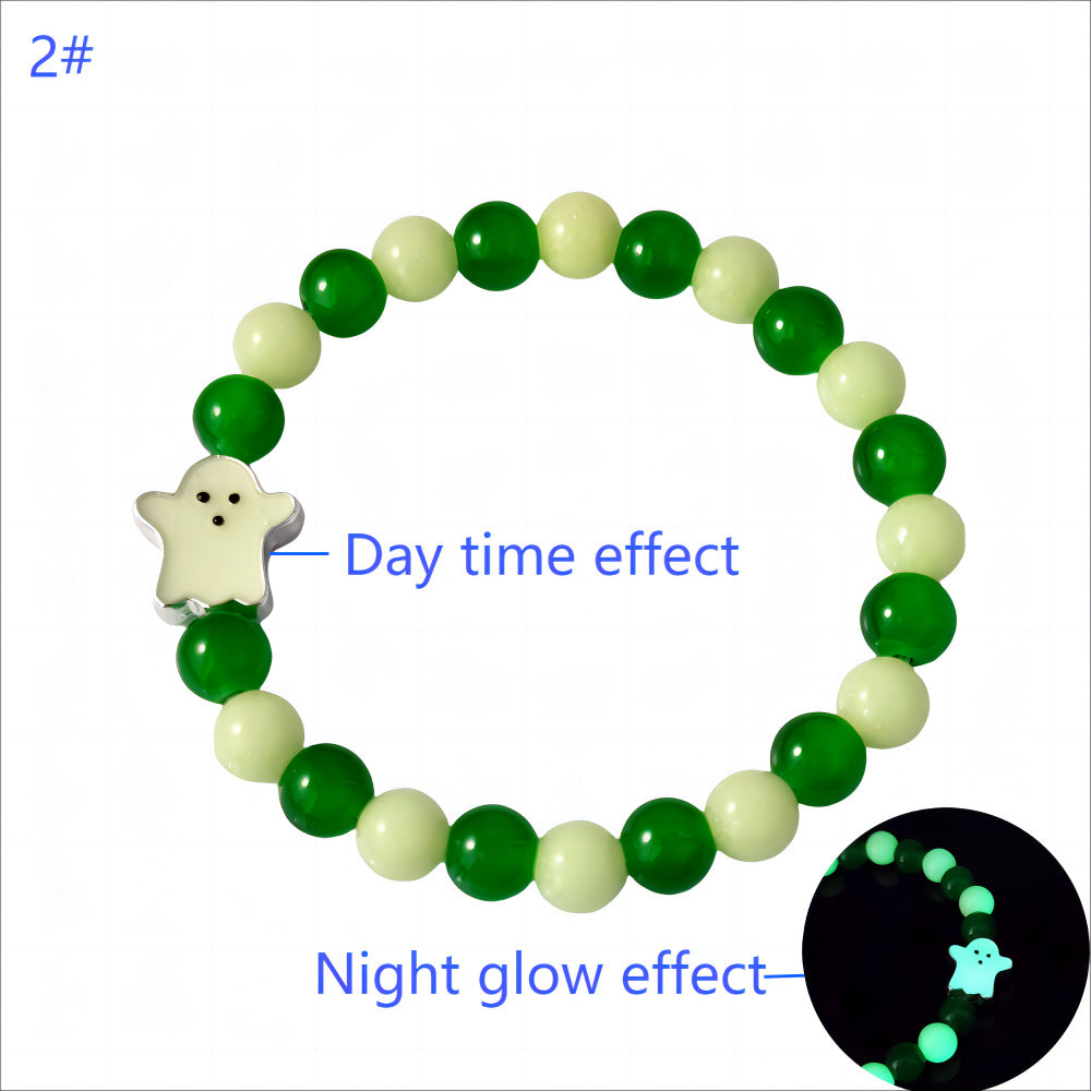 Wholesale Day of the Dead Glow-in-the-Dark Glass  Ghost Bracelet