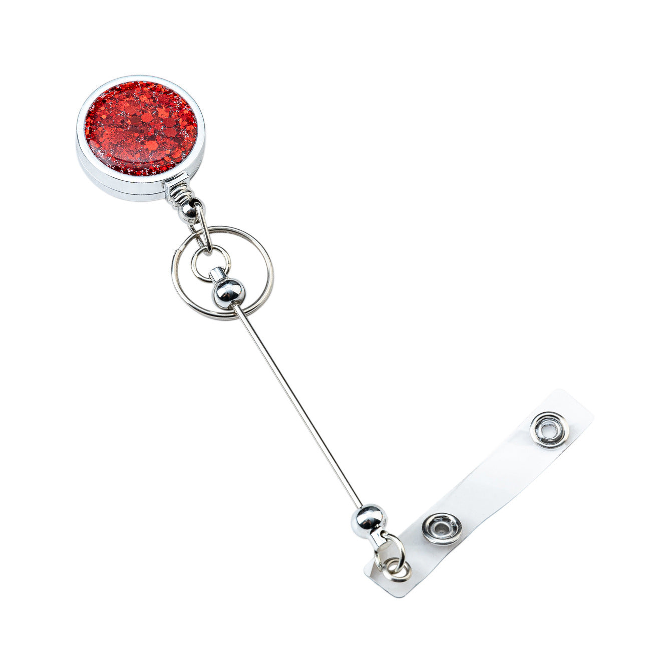 Wholesale DIY Beadable Glitter Sequin Badge Reels Easy-pull Buckle Retractable Plastic Easy-pull Badge Reel Buckle Retractable Buckle