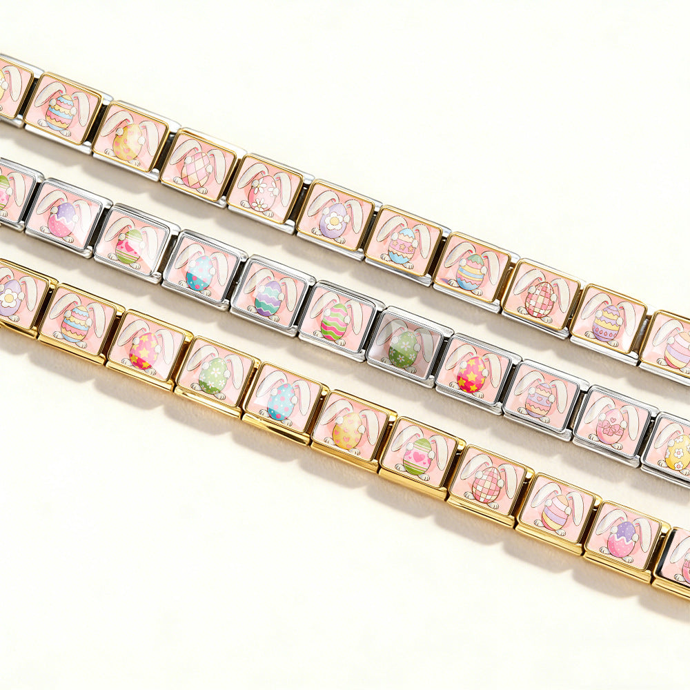 Wholesale Easter Egg Design Stainless Steel Bracelet,  Fashion Accessory for Boutique Resale