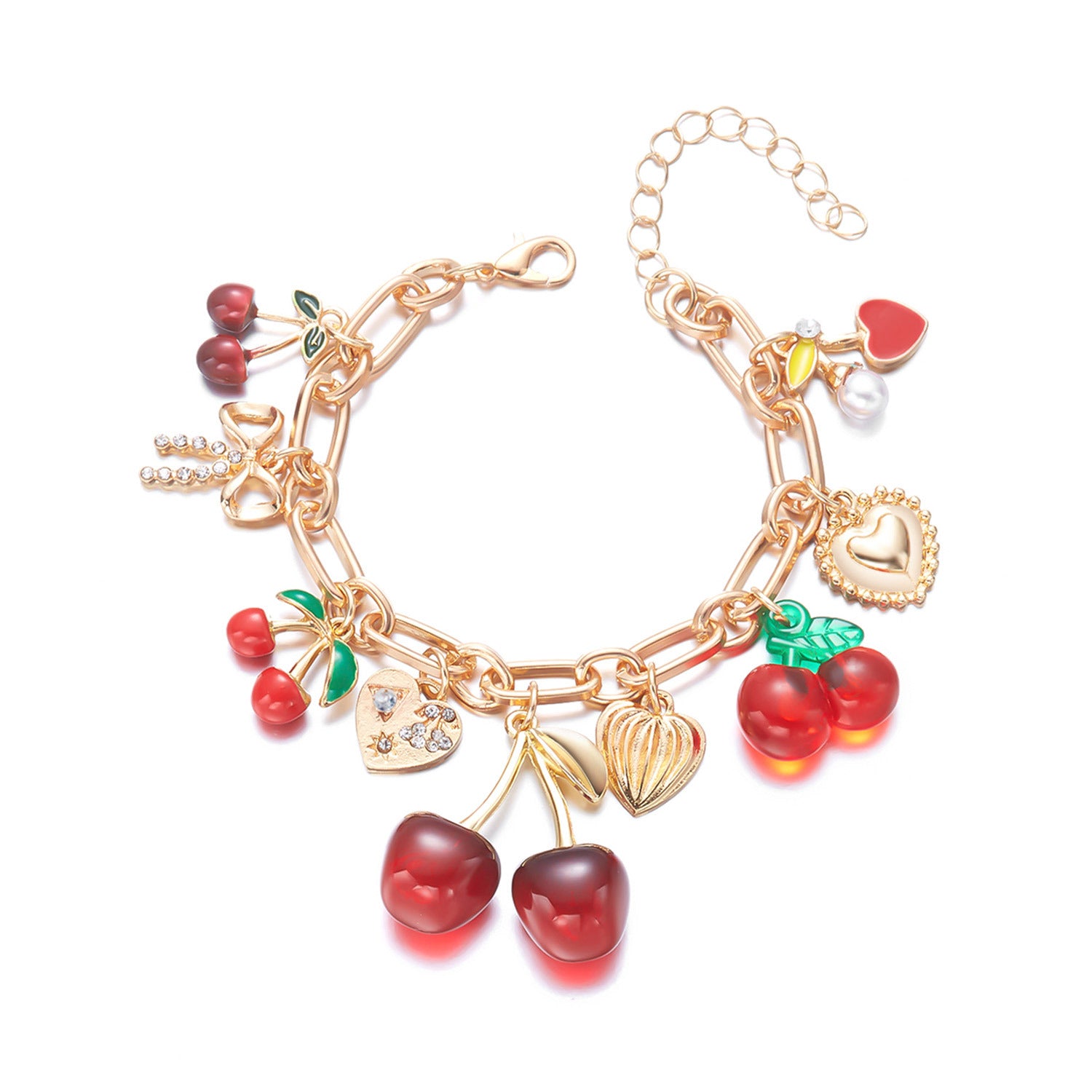 Wholesale Heart Cherry Fruit Adjustable Bracelet