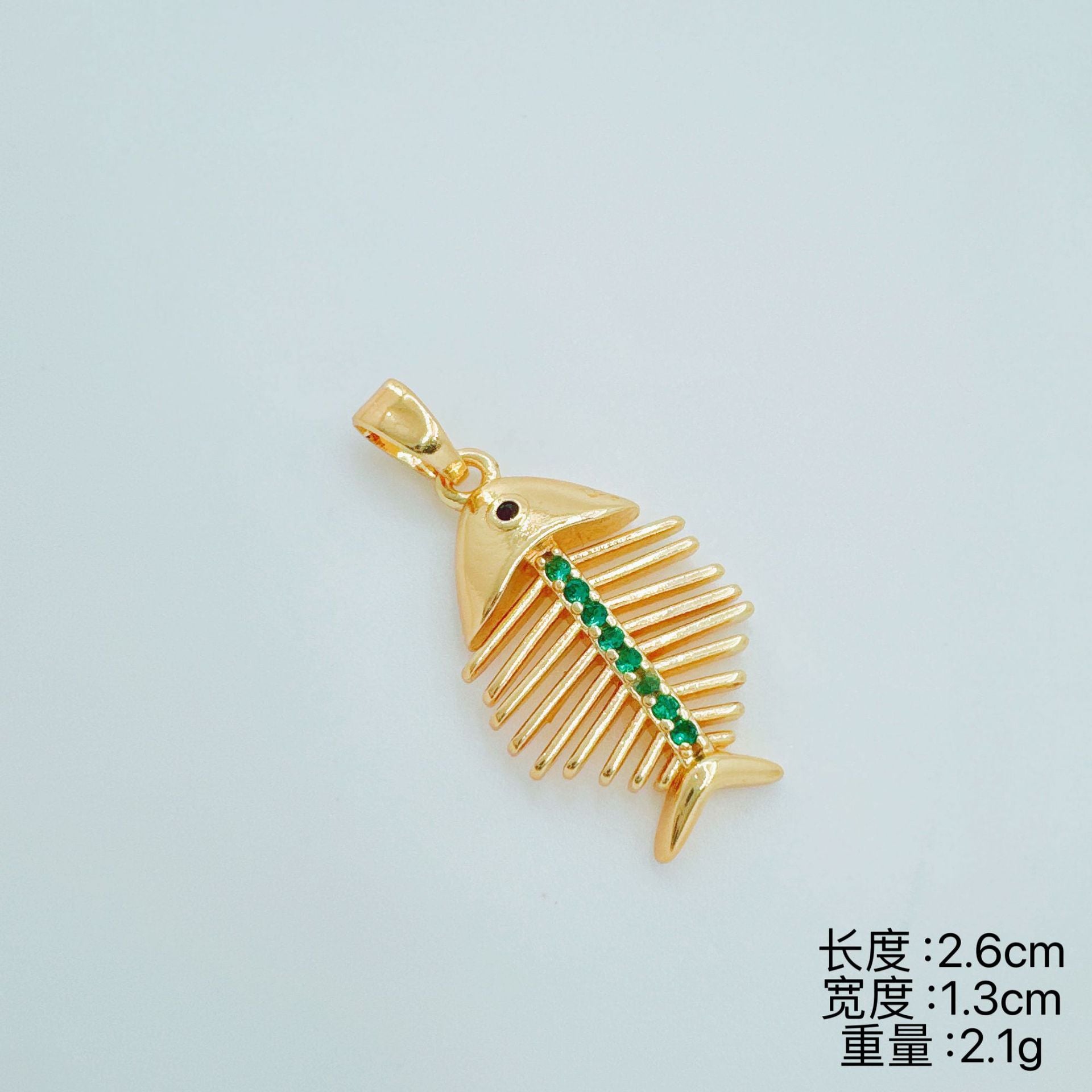Wholesale Chic Fish Bone Design Pendant Gold Plated Copper Zircon Jewelry Accessory for DIY or Boutique Resale