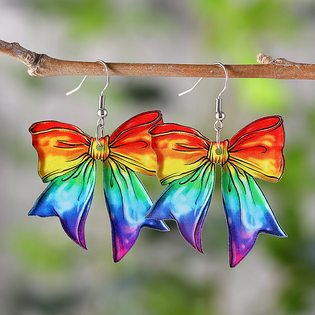 Wholesale Rainbow bow drop earrings