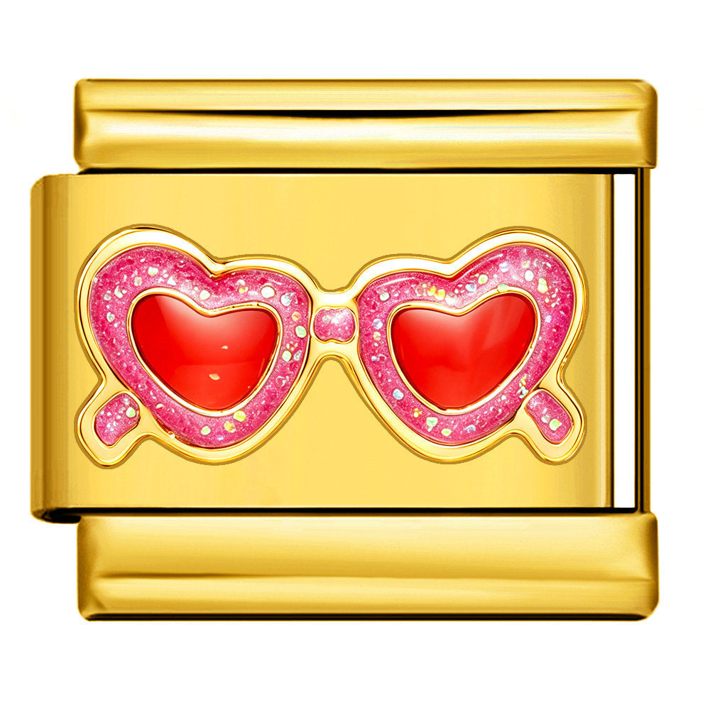 Wholesale Stainless Steel Gold Finish Colorful Heart Modular Bracelet DIY Fashion Accessory