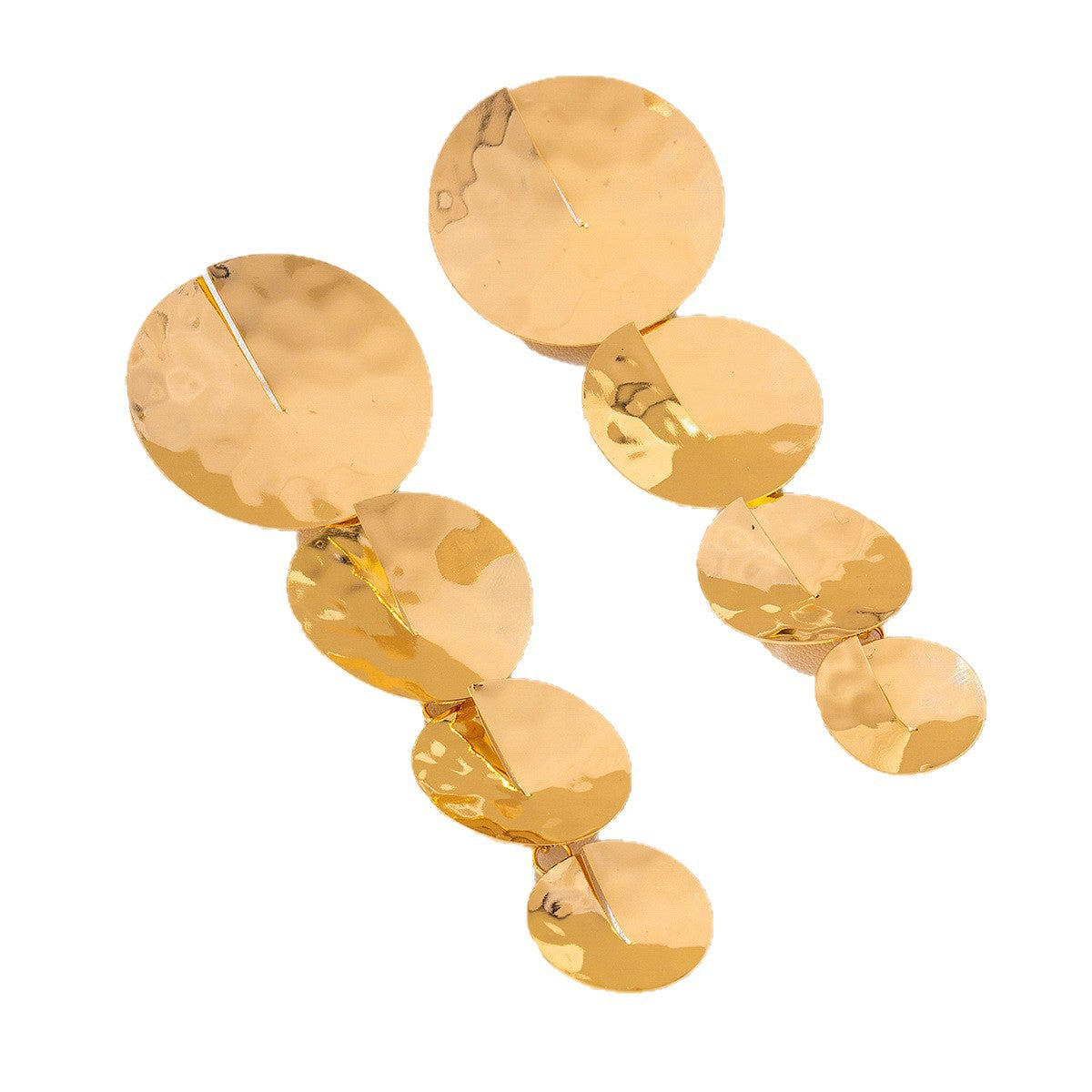 Wholesale Vintage Gold Tone Hammered Tassel Drop Earrings Layered Chic Vacation Jewelry Accessory For Women