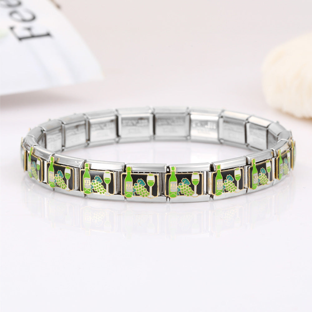 Wholesale 10pcs Italian Charm Bracelet 9mm DIY Splicing Removable Milk Tea Juice Stainless Steel Composable Bracelet